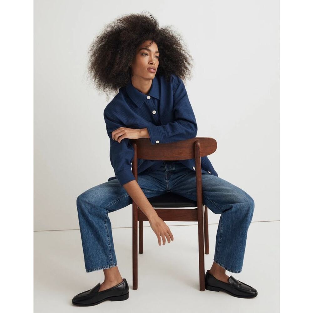 Madewell Superoversized Shirt Cotton Gauzy Collared Button Down Shacket - Picture 2 of 13